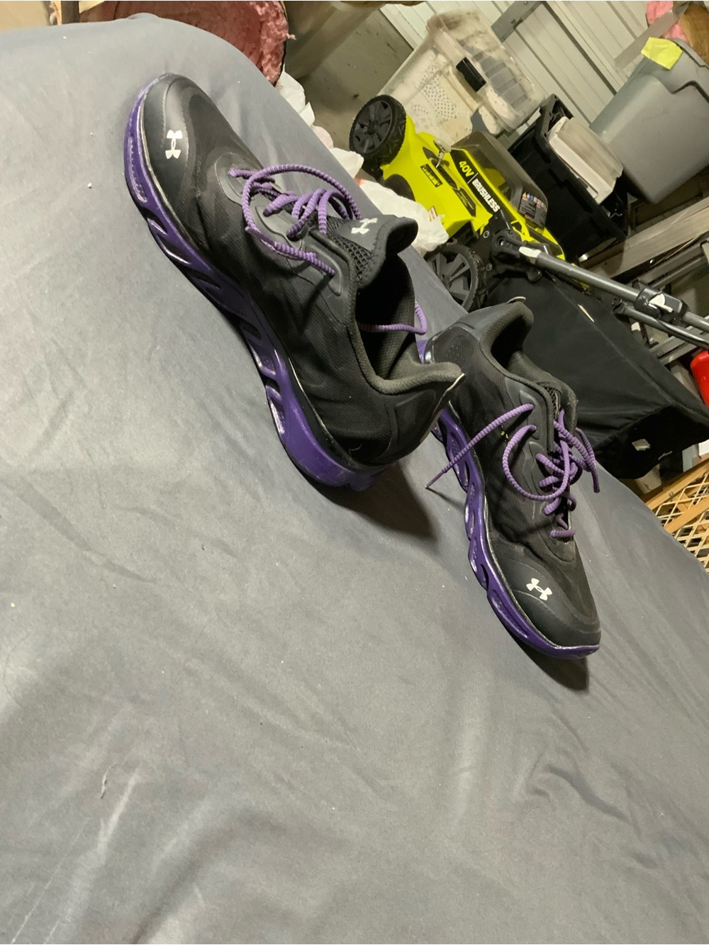 Under Armour Men's Black and Purple Athletic Sneakers